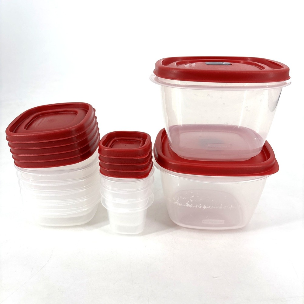 Rubbermaid Container LOT (5)  1.25 Cup, (2)‎ 7 Cups & (4) 4 oz Red Snap-on Lids
